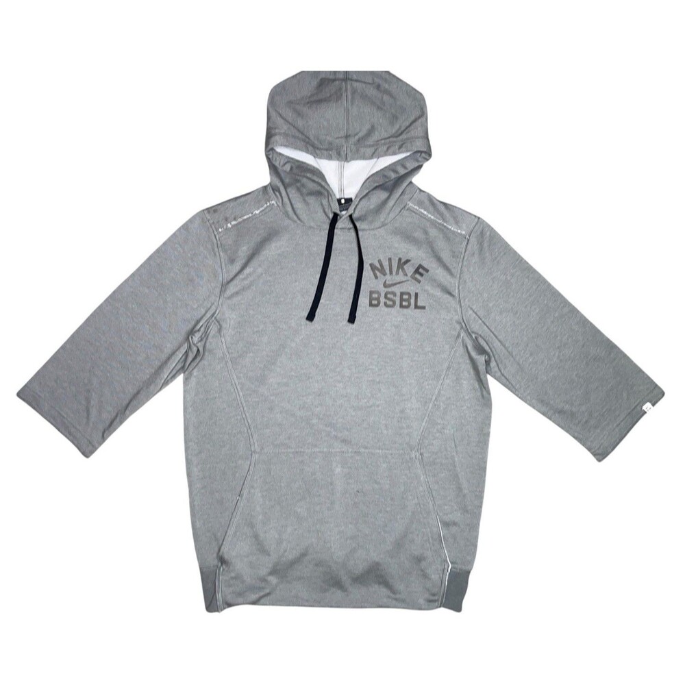 Nike Dri-FIT Oversized BSBL Hoodie Pullover Mens SM Gray 3/4 Sleeve Raglan GYM